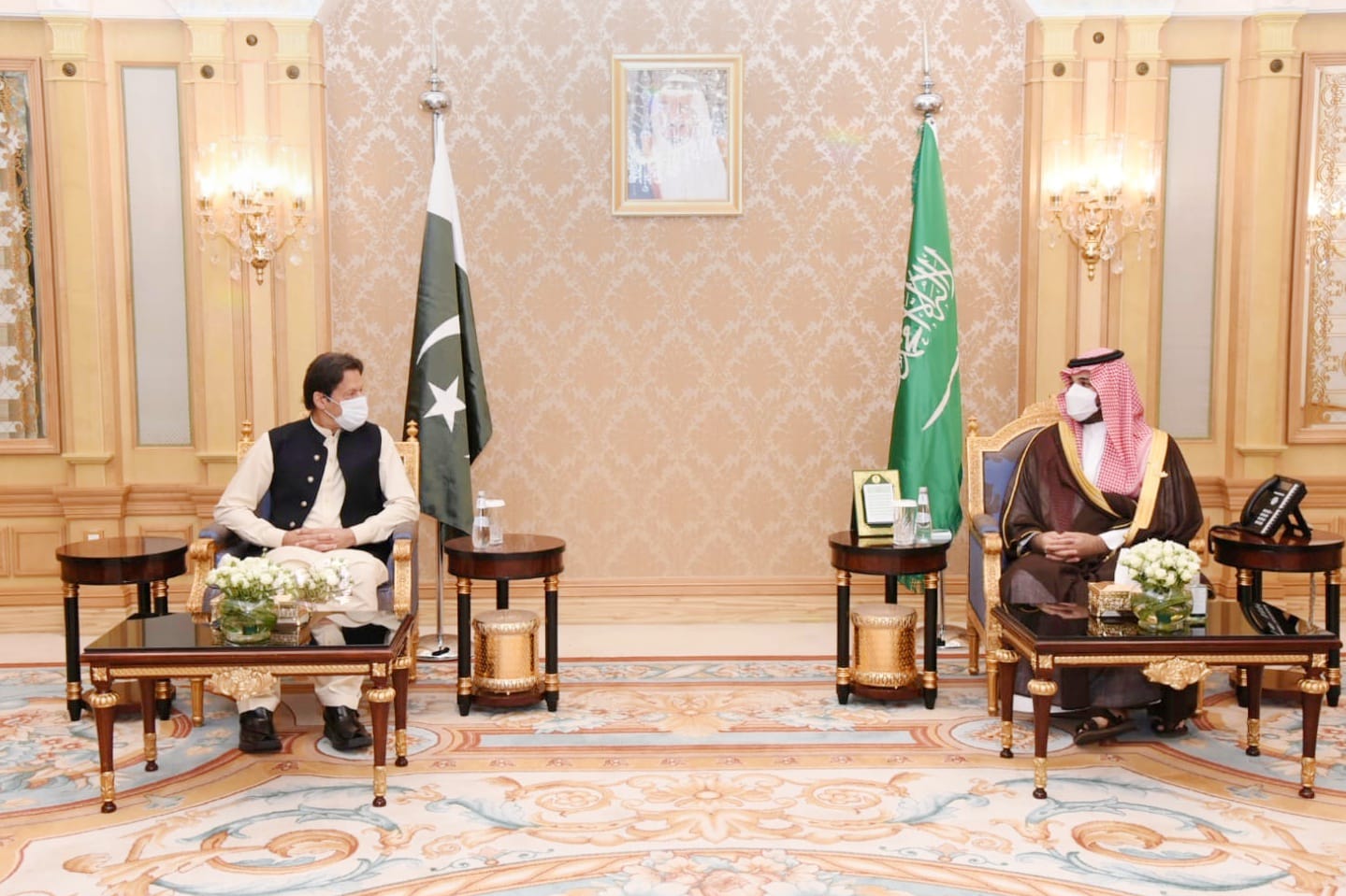 Saudi Crown Prince Riyadh Prime Minister Imran Khan meets with Saudi Crown Prince Muhammad bin Salman.