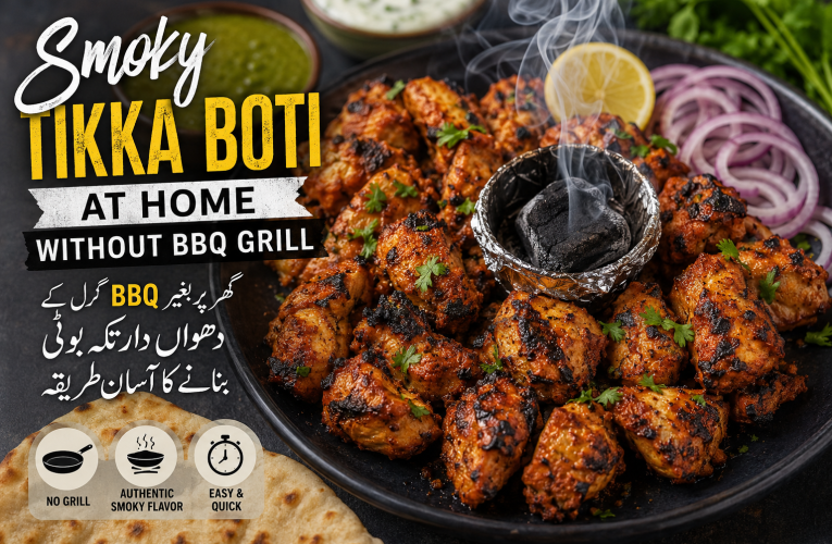 Smoky Tikka Boti at Home Without BBQ Grill.